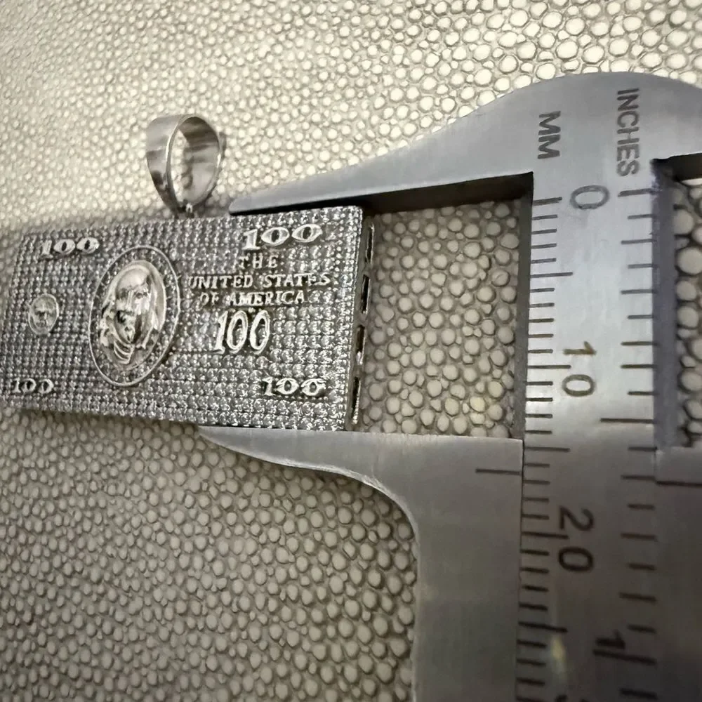 ICY $100 BILL PENDANT – .925 SILVER